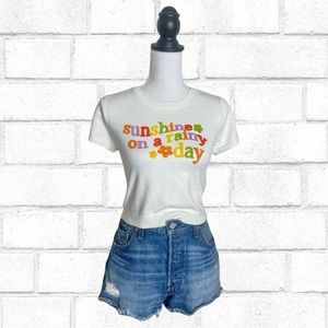 Princess Polly ‘Sunshine On A Rainy Day’ Embroidered Beige Knit Crop Top (L/XL)